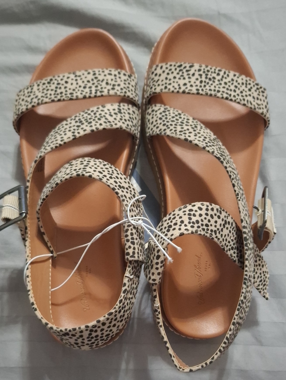 Universal Thread Cream and Black Speckled Strap Sandals
